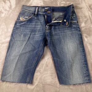 Diesel Denim Jeans Shorts Mens 31 Blue Cut Off Distressed Italy Cotton Summer